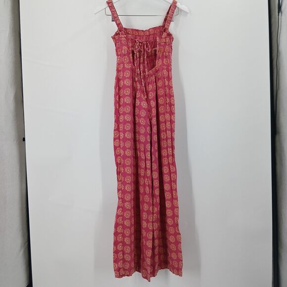 Ecote Wide Leg Jumpsuit Womens XS Pink Floral Hippie Boho Festival Aesthetic - Picture 2 of 6